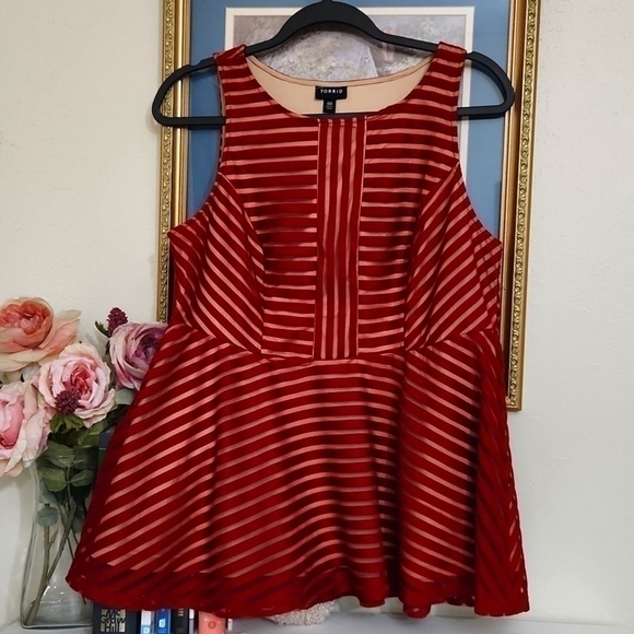 Torrid peplum Coctail Party Blouse Lace lined 00 M 10 - Picture 1 of 12